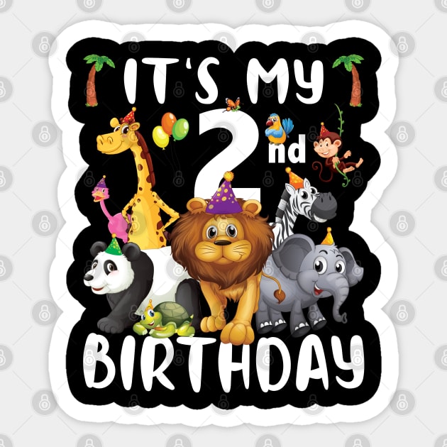 Its My 2nd Birthday Zoo Shirt Safari Jungle Animals Lover Sticker by Sowrav